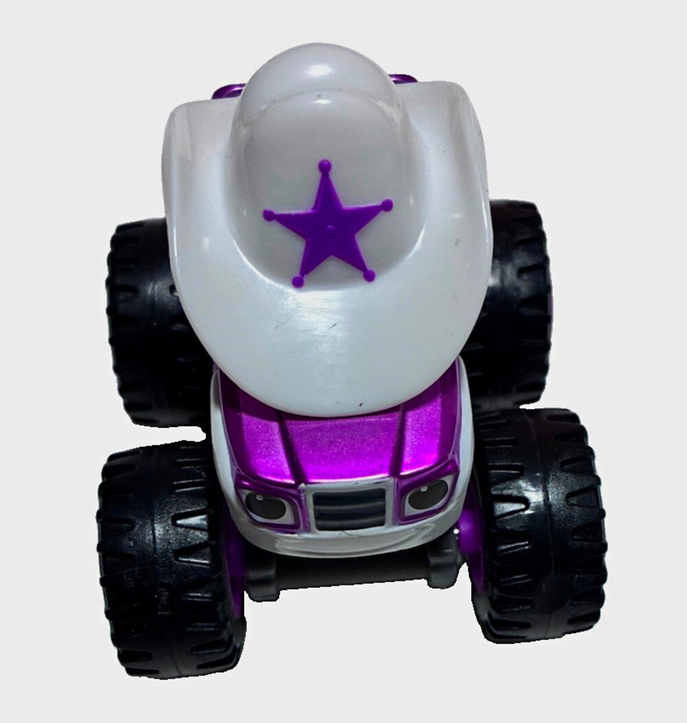 Purple White Black Plastic Monster Truck Toy w/ Cowboy Hat Topper